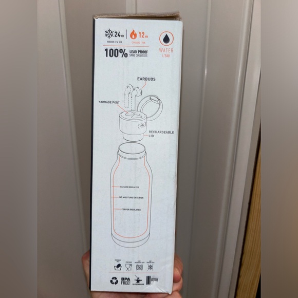 Asobu Earphone H2 Audio Insulated Water Bottle Stainless Steel 20 Ounce(NWT)mint - Picture 7 of 7
